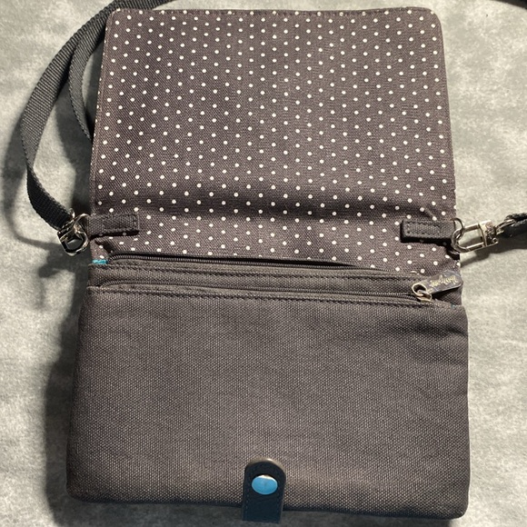 Thirty-One Double-Up Crossbody Bag - City Charcoal Swiss Dot - EUC - Picture 4 of 10